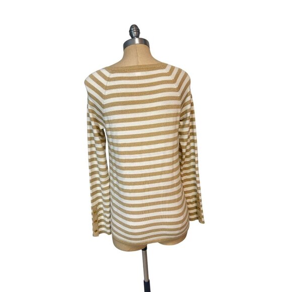 Lilly Pulitzer Dinah Crewneck Sweater Gold Stripe Medium - Picture 4 of 6